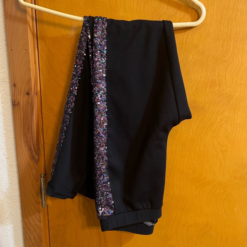 Victoria's Secret Black Leggings with Multicolor Sequin Bling Yoga Dance Pants
